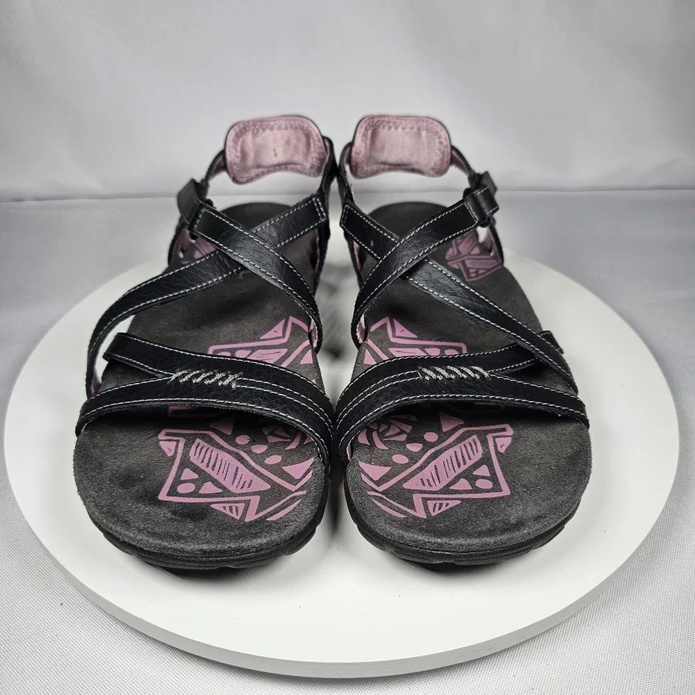Merrell Women's Black‎ Leather Cross Strap Walking Sandals Size US 6 EUR 37